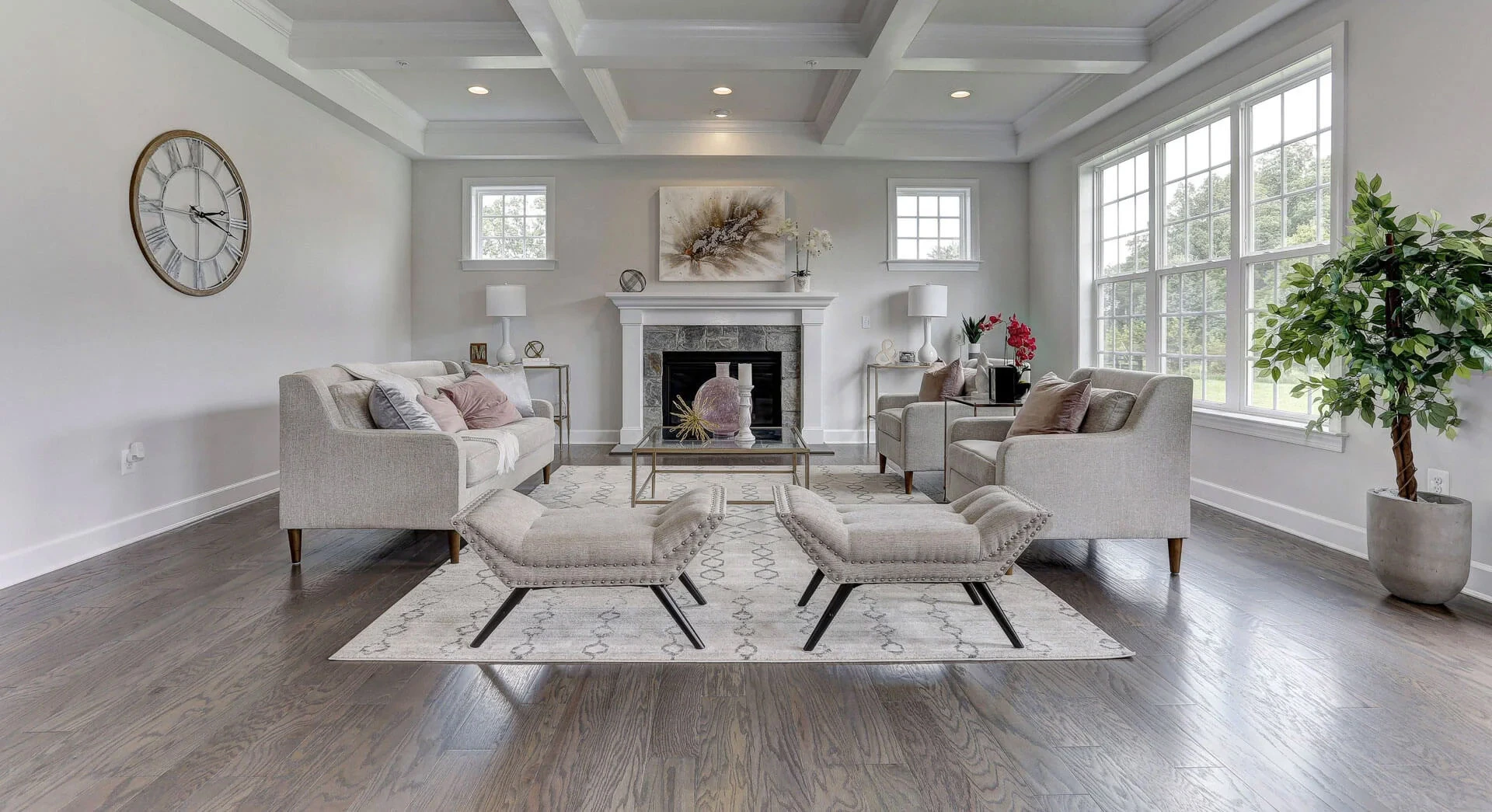 Home living room with fireplace