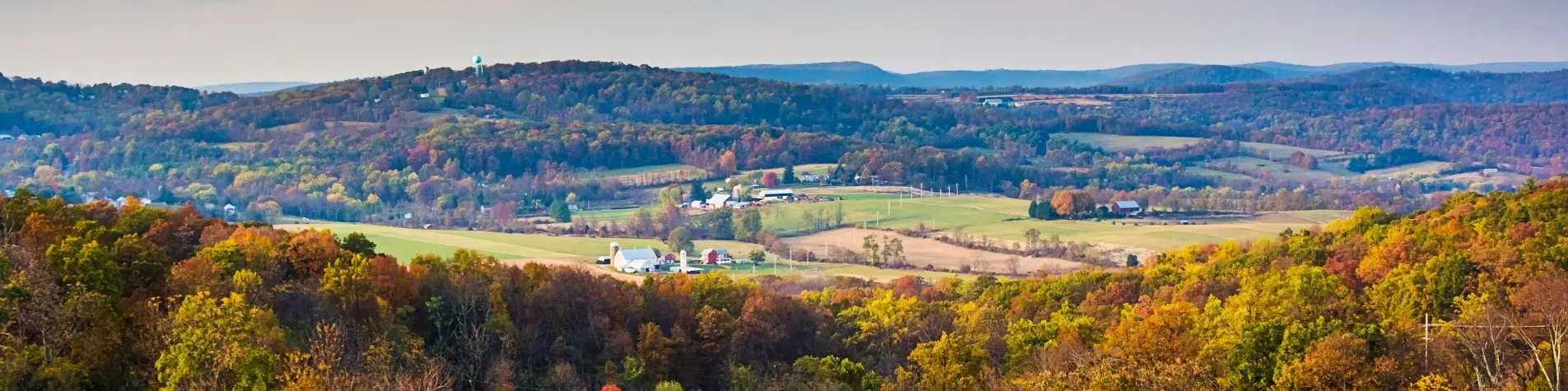 Aerial view during autumn in Frederick County, Maryland