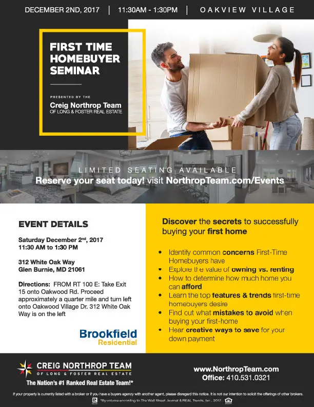 First Time Home Buyer Seminar, Saturday, December 2nd