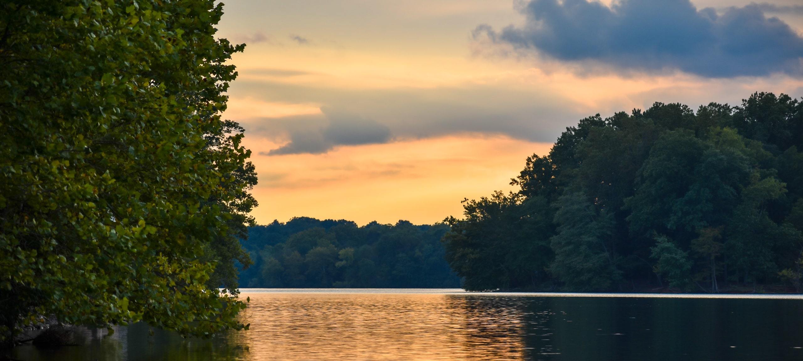 Sunset over Loch Raven Reservoir near Perry Hall, Maryland